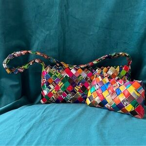 Candy Wrapper Upcycled Purse Shoulder Strap with Coin Purse NostalgicUnique NWOT